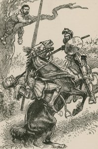 O Cavaleiro dos Espelhos foi apressado, apesar de si mesmo, sobre a garupa de seu cavalo de Paul Hardy