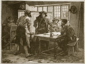 O &39;Capitão de Nottingham&39; e os Agitadores no &39;White Horse&39;, ilustração de &39;História Ilustrada de Cassell da Inglaterra&39; (foto sépia) de Paul Hardy