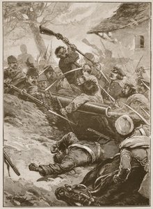 "Seguiu-se então uma corrida precipitada", ilustração de "Batalhas do século XIX", de Archibald Forbes, GA Henty e Major Arthur Griffiths. de Paul Hardy