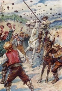 Eles pularam Don Quixote com uma chuva de pedras de Paul Hardy