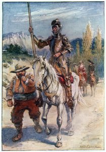 Que jóia ela apresentou em sua partida, ilustração de "As Aventuras de Dom Quixote", publicada por G. Bell und Sons, Ltd., 1911 de Paul Hardy