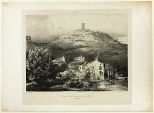 A Torre de Mont-Perrou, vista das margens do Allier (Auvergne) de Paul Huet