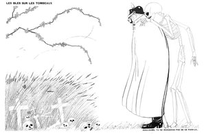 Morte dizendo ao Kaiser Wilhelm que ele nunca vai comer pão feito de trigo cultivado nos cadáveres e tumbas de soldados franceses, 13 de abril de 1916