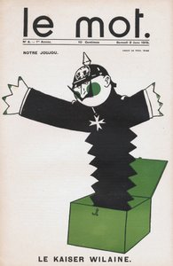 Uma de "A palavra" que representa o kaiser William II num brinquedo do diabo numa caixa - Desenho de Paul Iribe (1883-1935) 1915