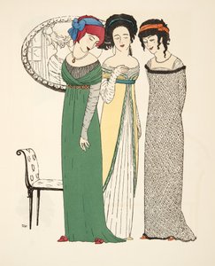 Três vestidos de noite do pub Vestidos de Paul Poiret. 1908 (estêncil)