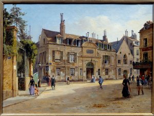 Vista do antigo hospital Pie na rue Lacepede em Paris Pintura de Victor Dargaud (ca. 1850-ca. 1913) 1904 Sol. 0,24 x 0,38 m Paris, Musee Carnavalet