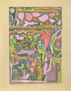 O sol a descobrir que o mundo das cores já existe, composição complicada de Paul Klee