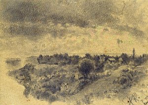Sem título (Berna, vista sobre o Rosengarten) 1897 (lápis e pincel sobre papel) de Paul Klee