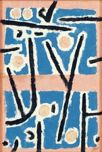 Sem título (Sinais de Crescimento) 1937 (pasta colorida, tempera e giz sobre papel) de Paul Klee