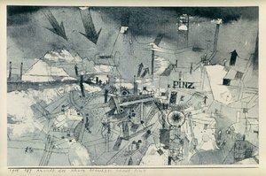 Vista da cidade de Pintz, gravemente ameaçada de Paul Klee