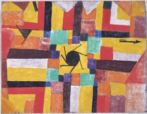 Com o Sol Negro Giratório e a Flecha, 1919. de Paul Klee