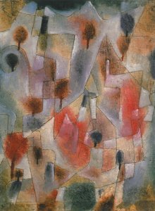 andscape com árvores azuis e vermelhas, 1920. de Paul Klee