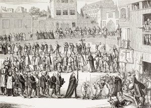 Uma procissão de Auto-Da-Fe, ou Ato de Fé, em Espanha. Segundo uma gravura do século XV. de Paul Lacroix