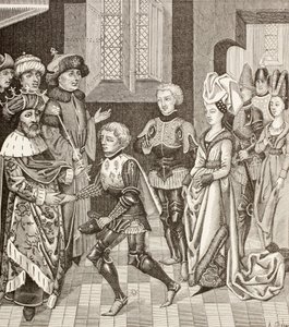 Acolhimento de Gautier-Sans-Avoir pelo rei da Hungria, que o autoriza a passar pelo seu território com os cruzados durante a Primeira Cruzada. de Paul Lacroix