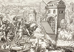 Sequestro de uma cidade. O exército invasor lê as condições para que a cidade se renda e abra os portões. de Paul Lacroix