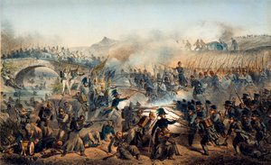 A Batalha do Rio Chernaya em 16 de agosto de 1855, século XIX de Paul Levert