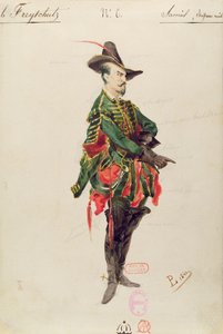 Traje do Caçador Samiel para a Ópera &39;A Proteção Livre&39; de Carl Maria von Weber (1786-1826) 1841