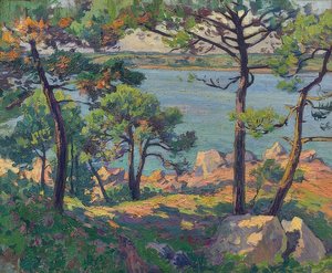 Pinheiros no rio Trieux. 1913 de Paul Madeline