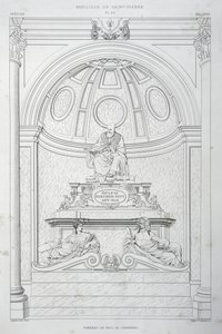 Monumento funerário do Papa Paulo III (Farnese), gravura do Vaticano e da Basílica de São Pedro de Paul Marie Letarouilly