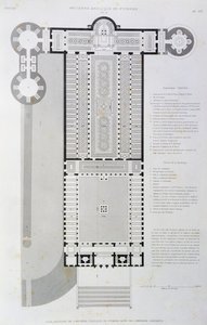 Restaurada a planta da antiga Basílica construída pelo Imperador Constantino, gravada a partir do Vaticano e da Basílica de São Pedro. de Paul Marie Letarouilly