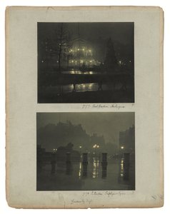 London by Gaslight, c.1896 (impressões a carbono em tons de verde) de Paul Martin