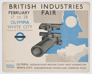 Um cartaz do metro de Londres a anunciar a Feira das Indústrias Britânicas de Paul Nash