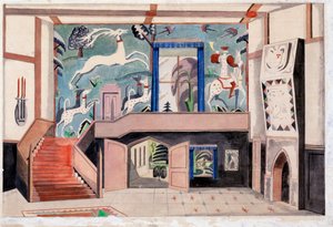Design de Interiores, c.1920-30 (aquarela sobre papel) de Paul Nash