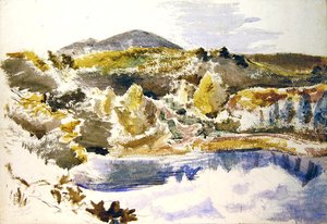 A Piscina Azul (aquarela sobre papel) de Paul Nash