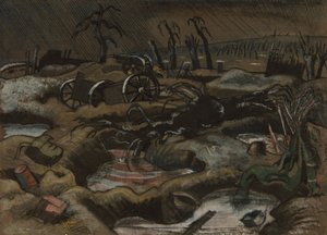 O Campo de Passchendaele, c.1917 (caneta e tinta com aguarela sobre papel)