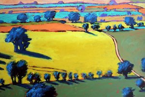 Cotswold Way fechar (acrílico a bordo) de Paul Powis