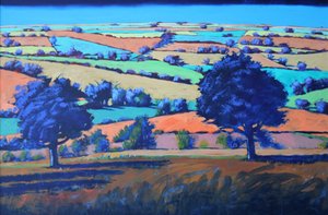 Teme Valley autumn (acrílico a bordo) de Paul Powis