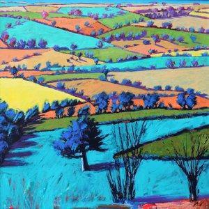 Teme Valley summer II (acrílico a bordo) de Paul Powis