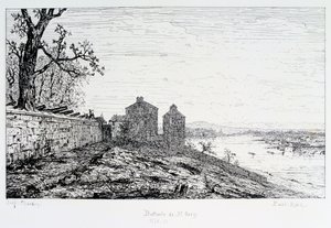 Bateria de St Ouen, cerco de Paris, 1870-1871 de Paul Roux