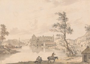 Abadia de Askeaton perto de Limerick, Irlanda no rio Deel de Paul Sandby