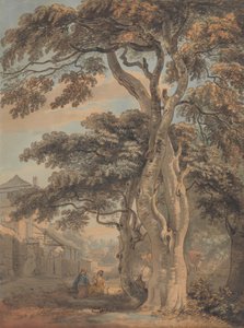 Casal no pátio da quinta de Paul Sandby