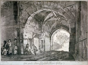 Portão sob a Galeria de Fotos da Rainha Elizabeth, Castelo de Windsor, Berkshire, 1812 de Paul Sandby