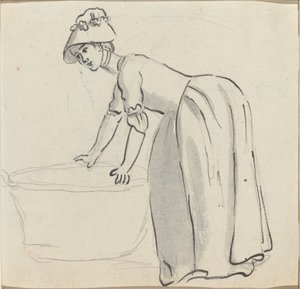 Garota com um gorro no trabalho [reto] de Paul Sandby