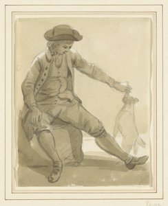 Rapaz a brincar com um cão de Paul Sandby
