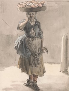 Londres Cries: Uma rapariga com um cesto na cabeça ("Lights for the Cats, Liver for the Dogs") de Paul Sandby