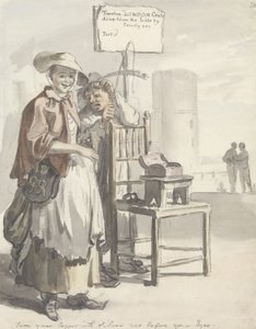 London Cries: &39;Transforme seu cobre em prata agora, antes de seus olhos&39; (caneta e pincel e tinta, aquarela e grafite no papel) de Paul Sandby