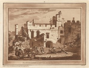 Castelo de Manerbawr do pátio interno de Paul Sandby