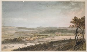 Nithsdale, com Drumlanrig, c.1751 (caneta, aguarela e aguarela sobre lápis sobre papel) de Paul Sandby