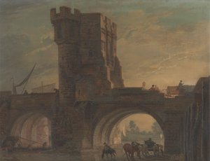 Ponte Velha em Shrewsbury de Paul Sandby