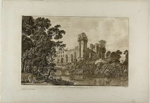 Parte do Castelo de Warwick do sudeste, placa 4 de Paul Sandby