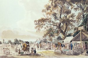 O acampamento em Hyde Park, 1780 (cor aquatint) de Paul Sandby