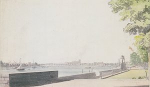 Vista do jardim da casa de Somerset, olhando para a ponte de Westminster, 1756 de Paul Sandby