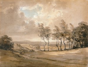Vista de Hampstead Heath (aguarela sobre papel) de Paul Sandby
