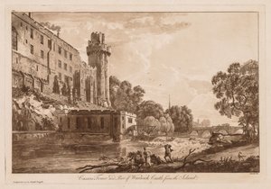 Vistas do castelo de Warwick: Caesars ower e parte do castelo de Warwick da ilha, 1776. de Paul Sandby
