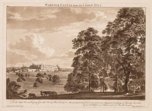 Vistas do Castelo de Warwick: Castelo de Warwick do Lodge Hill de Paul Sandby
