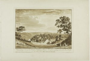 Wynnstay, Sede de Sir Watkin Williams Wynn Bart de uma casa de campo acima da nova ponte sobre o rio Dee, Denbigh Shire de Paul Sandby